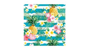 Tropical Flowers and Pineapples on Stripes